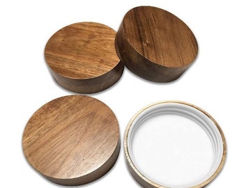 4 Pack | Acacia Wood Mason Jar Lids | Regular/Wide Mouth (Acacia Wood)