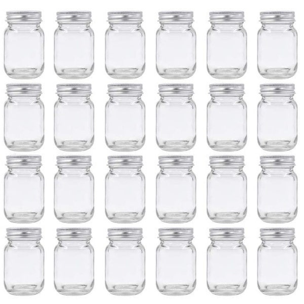 6/12/24 PACK | 2oz Mini Round Glass Jars| Metal Screw On Lids