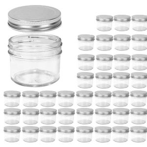 40PK | 4 oz Glass Mason Jars | Silver Metal One Piece Lids