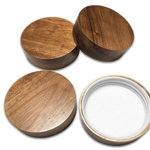 4 Pack | Acacia Wood Mason Jar Lids | Regular/Wide Mouth (Acacia Wood)