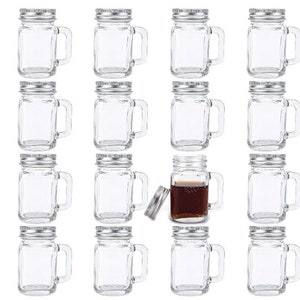 12 PACK| 2oz Mini Mason Jar mugs w/Handle| Metal Screw On Lids