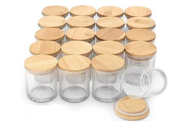 15PK 7 Oz Candle Jar W/bamboo Lids glass Jars 