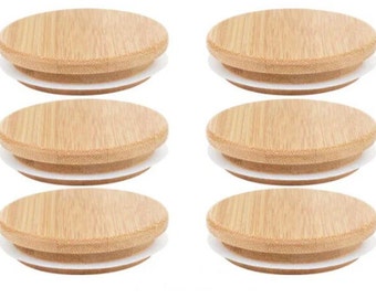 6 PK | Bamboo Mason Jar Lids | WIDE Mouth