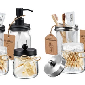 4 Pcs Mason Jar Bathroom Accessories Set