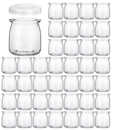 Glass Yogurt Container With Lids,Encheng 7 oz Clear Glass Jars With  Lids(PE),Replacement Glass Pudding Jars Yogurt Jars,Glass Container With  Twine n