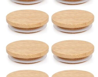 8 PK| Bamboo Mason Jar Lids| Regular Mouth