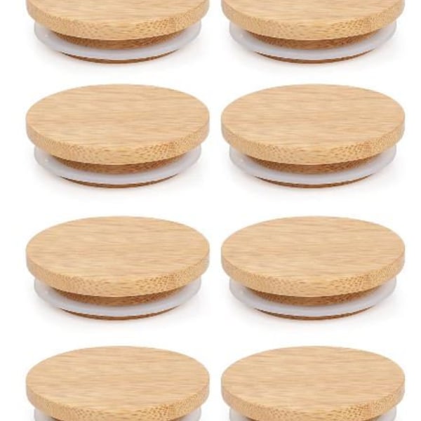 8 PK| Bamboo Mason Jar Lids| Regular Mouth