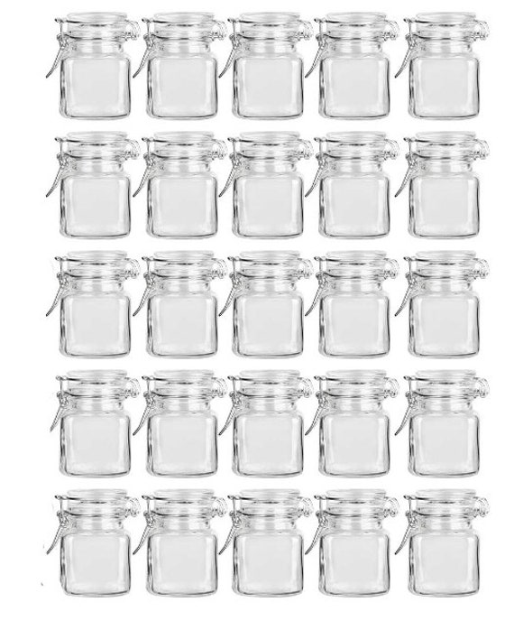 5 oz Round Glass Nostalgic Mason Jar - with Clamp Lid - 3 1/4 x 3 1/4 x 2  3/4 - 10 count box