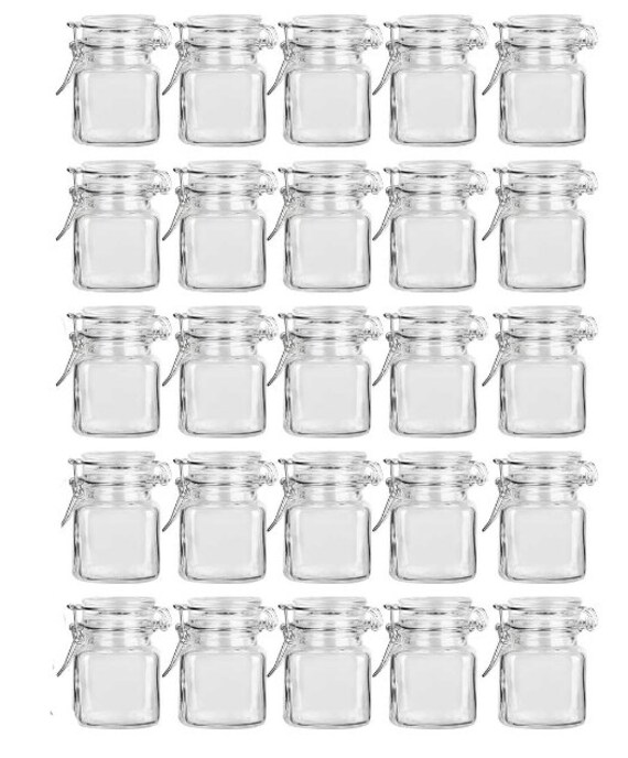 5 oz Round Glass Nostalgic Mason Jar - with Clamp Lid - 3 1/4 x 3 1/4 x 2  3/4 - 10 count box