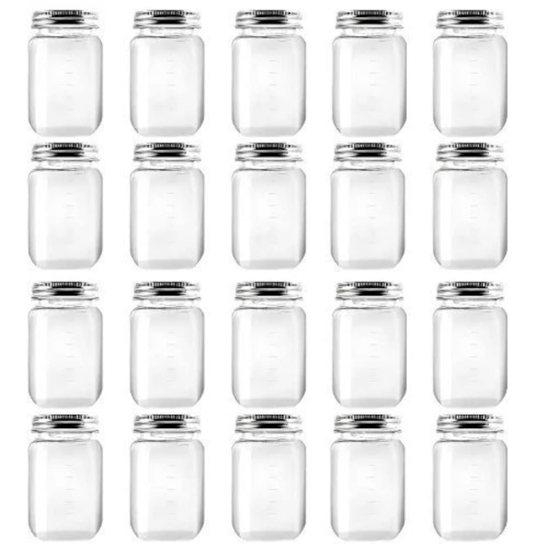 5/10/20 PK 16 Oz. Clear Plastic Mason Jars Metal One Piece Lids Etsy