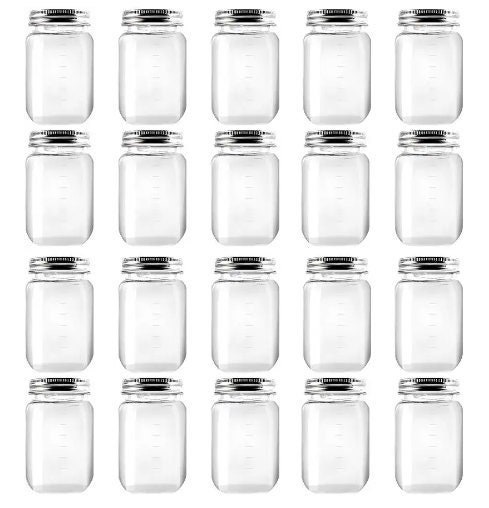 CSBD 16 Oz Clear Plastic Mason Jars With Ribbed Liner Screw On Lids, Wide  Mou