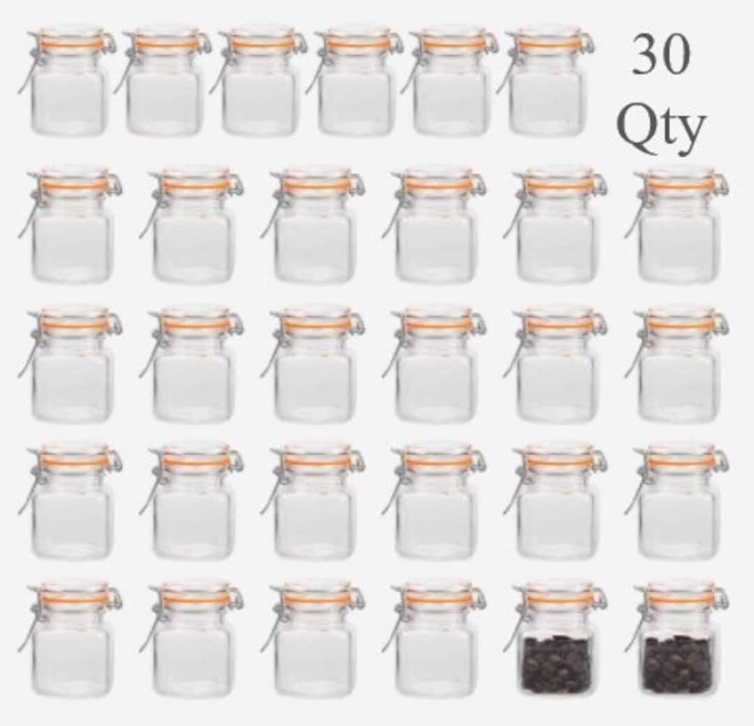 Spice Jars 12 Pack 4oz Small Glass Jars With Airtight Hinged Lid