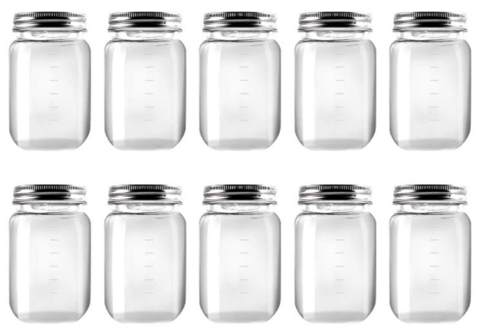 10PK 16 Oz. Plastic Mason Jars Metal Screwon Lids Etsy
