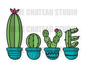 Cactus "LOVE" Vinyl Sticker – Cute Succulent Cactus Sticker Vinyl Decal for Water Bottles, Laptops & Journals