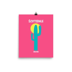 Póster de viaje de Scottsdale con estampado de cactus coloridos