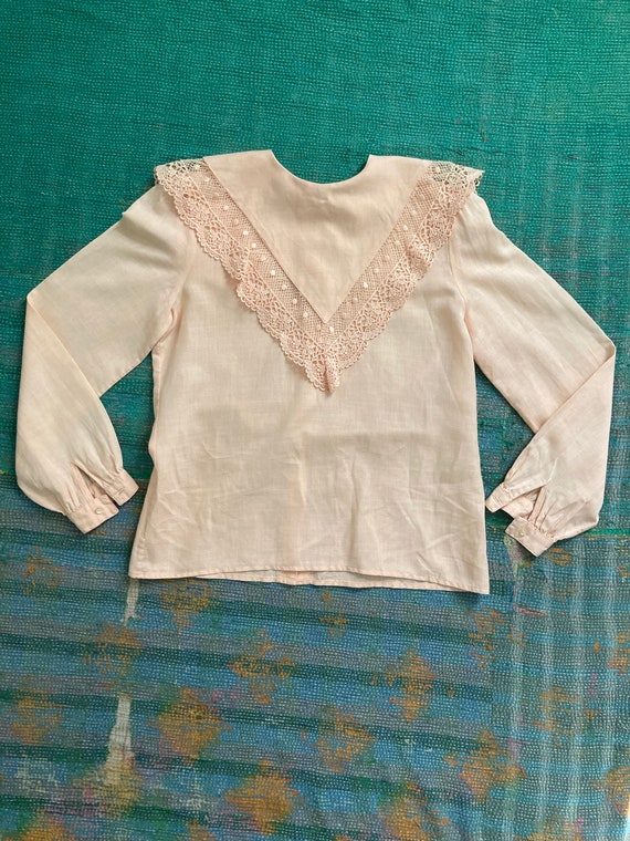 Vintage 80s does Victorian Cottagecore Peach Blous