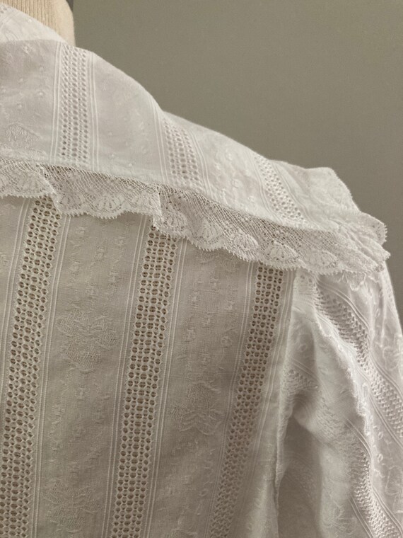 Vintage Victorian White Cotton Handmade Surplice … - image 8