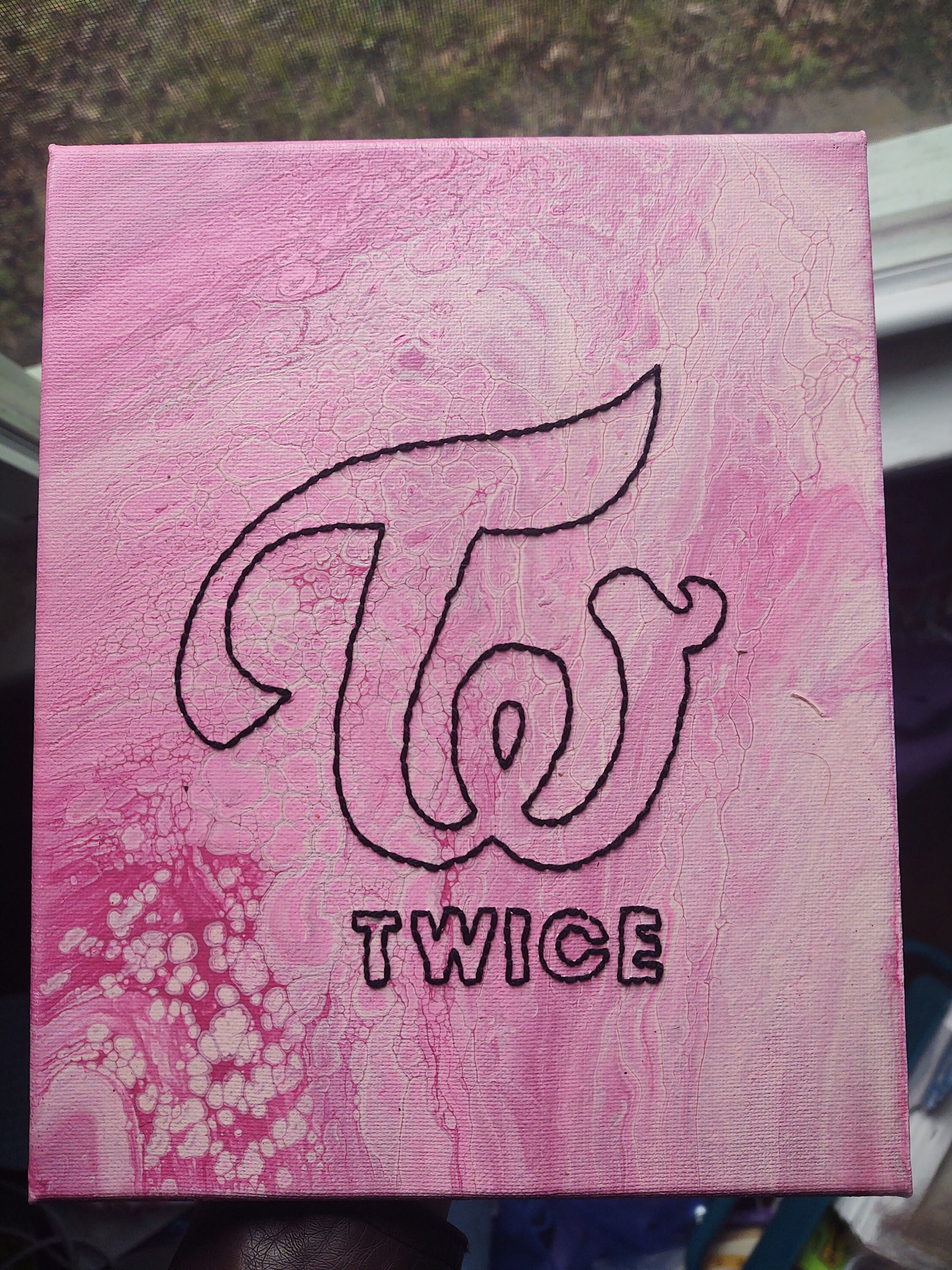 Twice Logo Acrylic Pour Embroidered Canvas Kpop Etsy