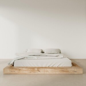 BERO Platform Bed Frame – Solid Wood Low Profile Bed with Beams – Modern Minimalist King or Queen Size Bedroom Furniture
