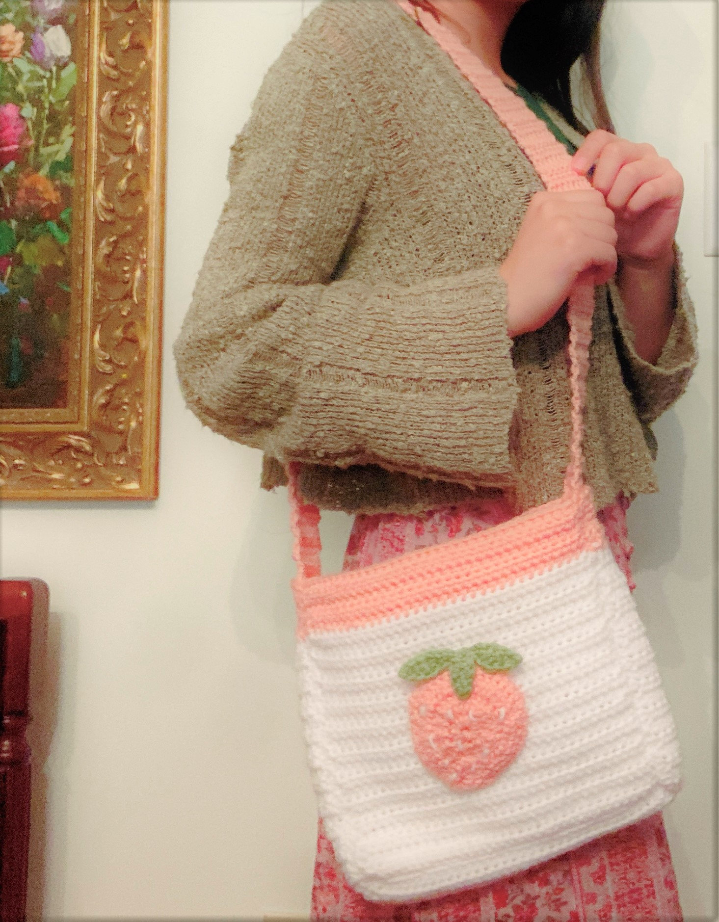 Crochet Strawberry Bag Cottage Core Crochet Fashion Tote Bag