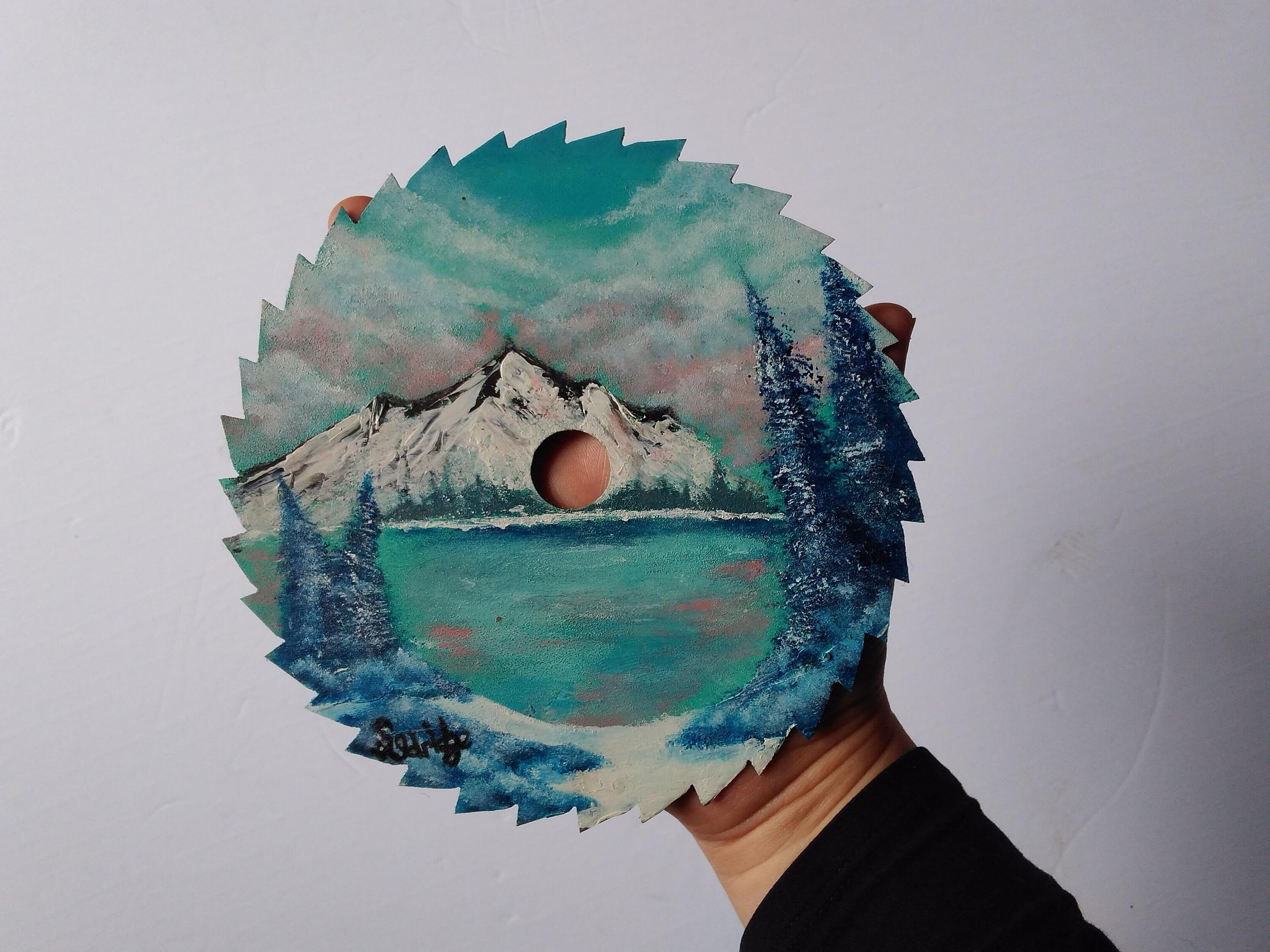 Original Winter Painting on Saw Blade Acrylic Landscape Etsy