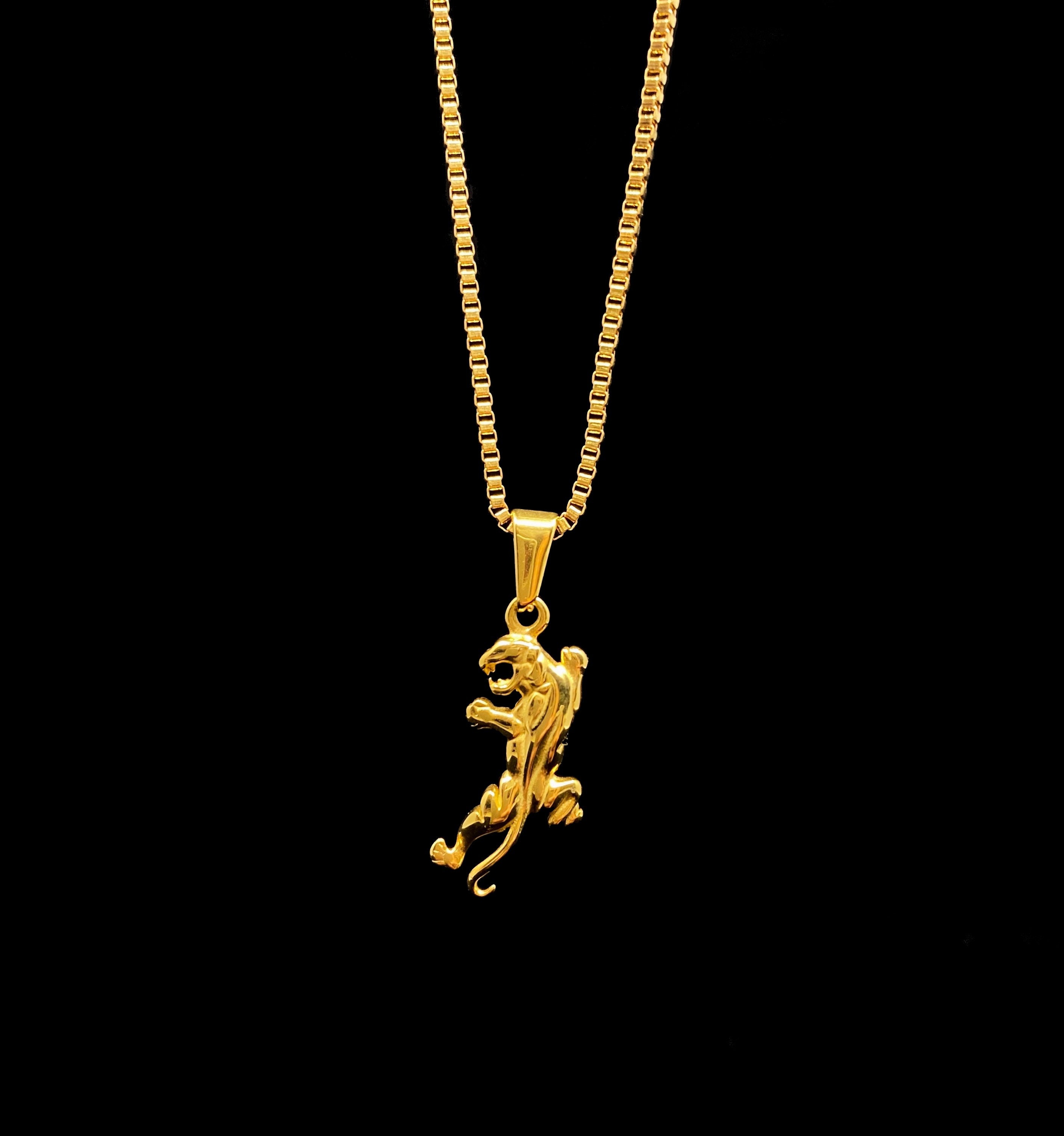 Vintage Inspired 14K Gold Panther Pendant Necklace Etsy
