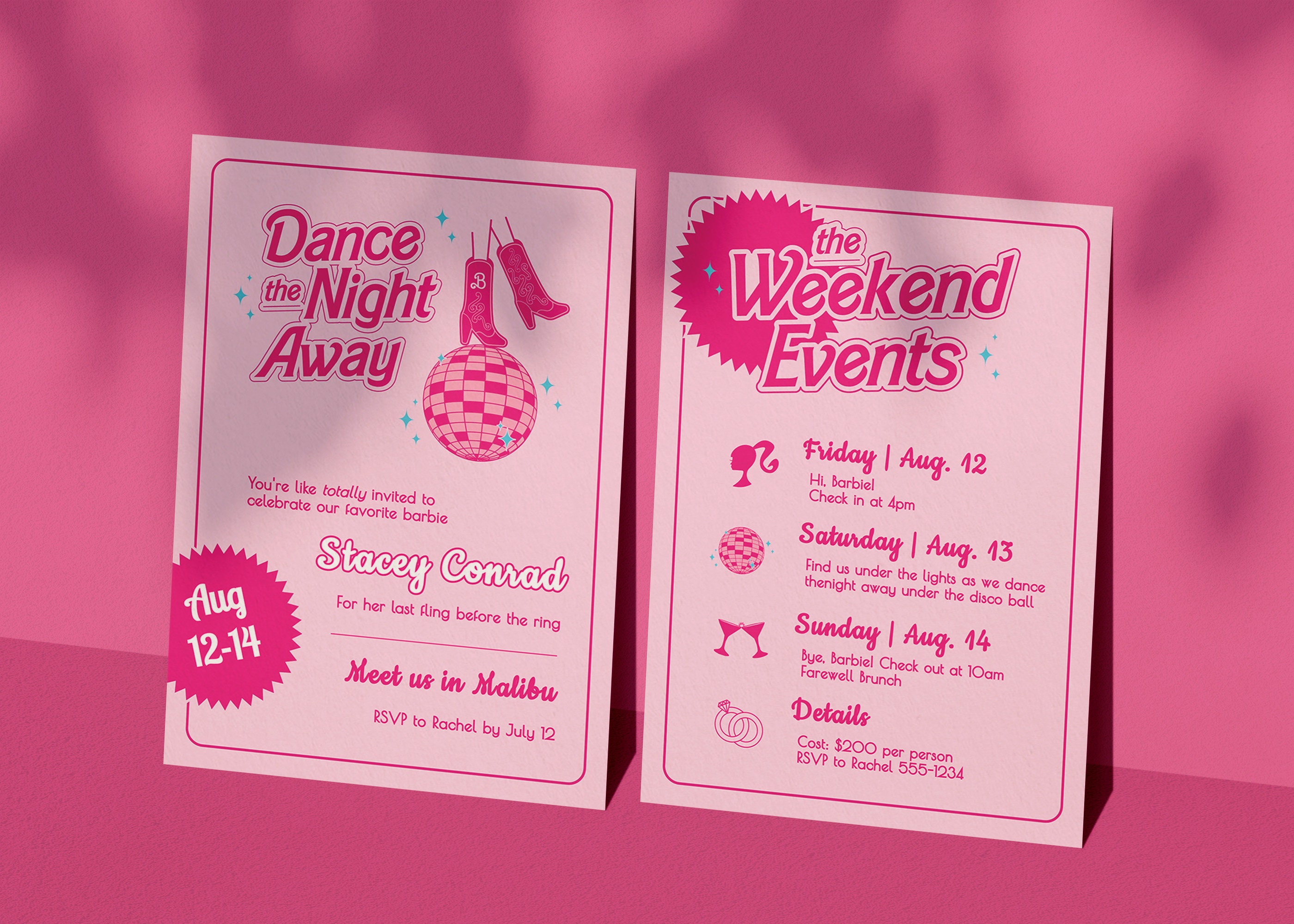 Disco Barbie Barbie Bachelorette Party Invite & Itinerary - Etsy