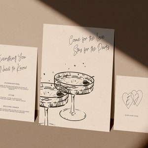 Champagne Wedding Invitation Set | INSTANT DOWNLOAD | Printable Invite | Editable Template | Invite, Detail Card, RSVP Card
