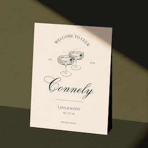 Champagne Wedding Welcome Sign | INSTANT DOWNLOAD | Printable, Editable Templates | Wedding Reception Signage, Wedding Club Sign 22&quot; x 28&quot;