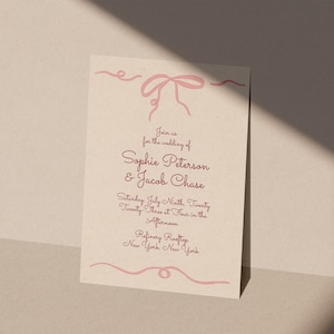 Pink Hand Drawn Bow Party Invite | INSTANT DOWNLOAD | Rehearsal Dinner | Bridal Shower Invitation | Printable Invite | Editable Template