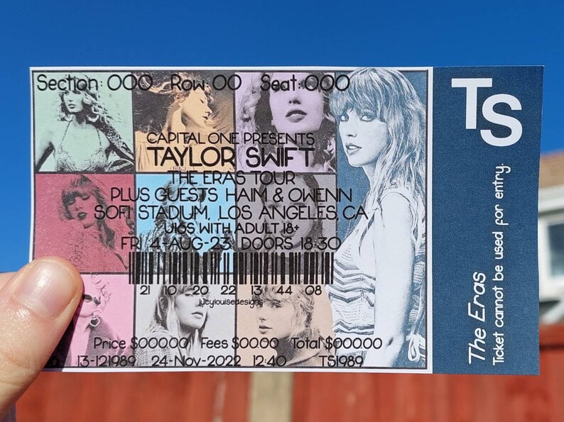 Taylor Swift the Eras Tour Souvenir Ticket Etsy UK