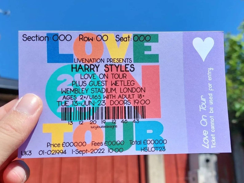 Harry Styles Love on Tour 2023 Souvenir Concert Ticket Etsy UK
