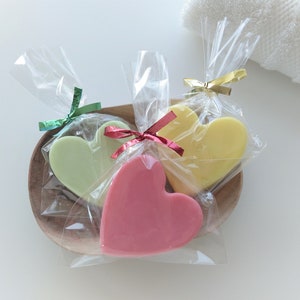 Big heart soaps wedding favors in bags with ribbon, Romantic glycerin soaps bridal shower, I love you soap gift, Love party soap favors