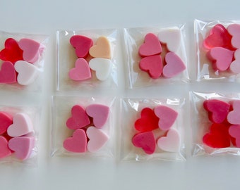 Mini heart soaps wedding favors in cellophane bags, Romantic glycerin soaps bridal shower, Love party soap favors, I love you soap gift