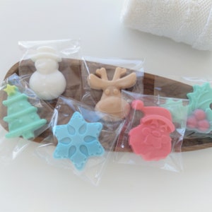 Set of Christmas bath soaps gifts, Winter soaps favors in cellophane bag, Soaps for stocking stuffer, Christmas celebration favors