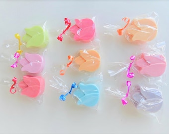 Tulip soap wedding favors cellophane bag, Blooming tulips glycerin soaps bridal shower, Spring party soaps favors, Scented flower soaps