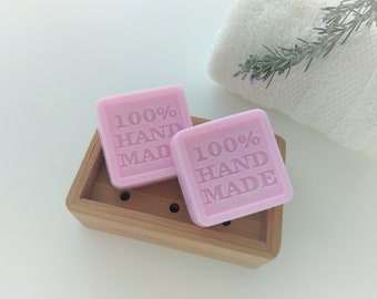 Jabón artesanal de aceite esencial de lavanda, jabón de baño rosa artesanal