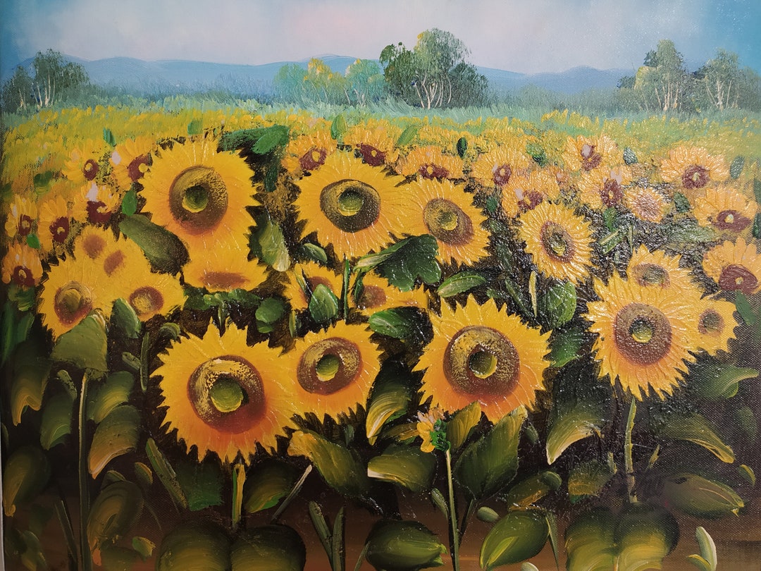 Sunflower Field Oil Painting on Canvas Bright and Colourful Etsy