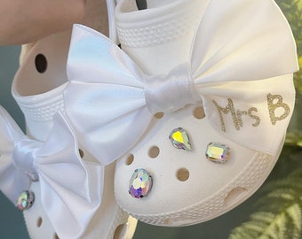 Wedding Crocs / Croc Bows / Jibbitz / Hen Do / Bride / Bridal Crocs / Wedding crocs/ Wedding Jibbitz