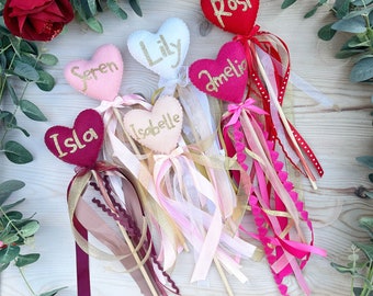 Pink Red White Heart wand / Flower Girl / Wedding / Girls room decor / Heart decor