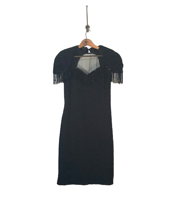 40's style Classic Wiggle Dress with bugle beading