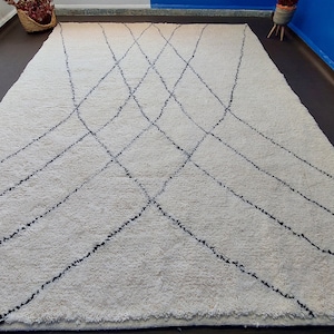Large Moroccan Rug ,Beni Ourain rug , Moroccan Wool Rug , Luxury Beni Ourain rug , Moroccan Handmade rug ,White & Black Rug ,Custom rug