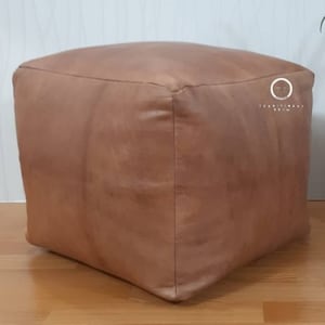 Premium square leather pouf  handmade leather square moroccan square poufs