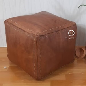 Genuine moroccan poufs , ottoman pouf , moroccan leather pouf , handmade square pouf