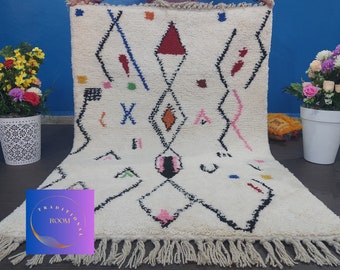 Moroccan Rug , Beni Ourain Colorful Rug ,  Checkered Rug , Handmade rug , Wool rug, Style Moroccan  Rug , Custom rug, Abstract moroccan rug