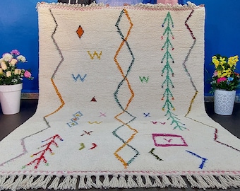 Handmade Beni Ourain Wool Rug: Moroccan Tribal Style