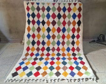 Handmade Beni Ourain Wool Rug: Luxury Moroccan Tribal Design