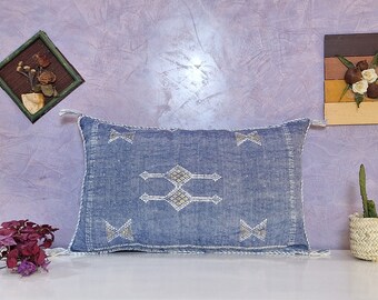 Handmade Moroccan Lumbar Pillow: Cactus Silk Berber Cushion
