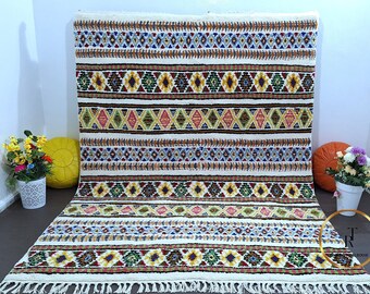 Echt Boho tapijt artistiek handgemaakt Marokkaans tapijt 8x10ft beste wollen tapijt Marokkaans aangepast tapijt dik runner tapijt gebiedsdeken