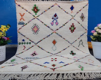 Handmade Beni Ourain Rug: Colorful Berber Wool, Custom Rug